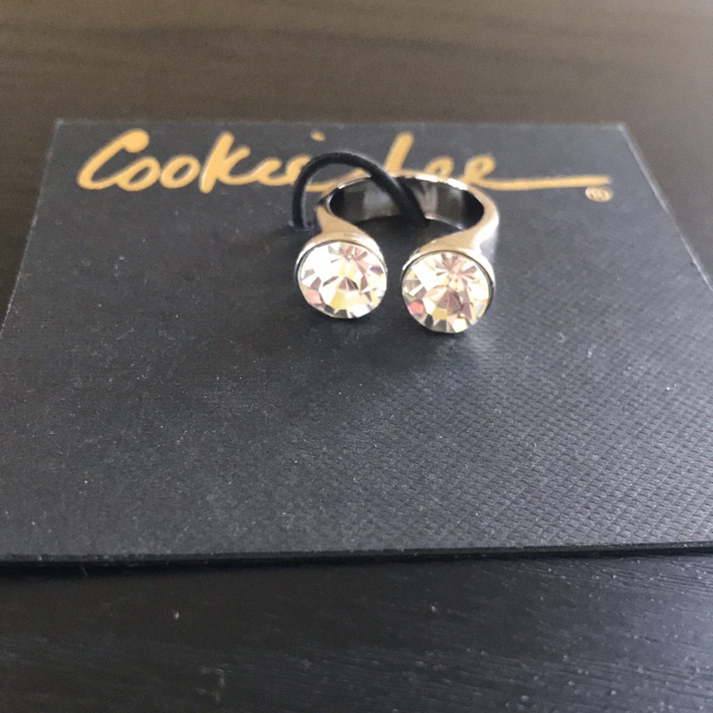 Adjustable Silver & Crystal Ring